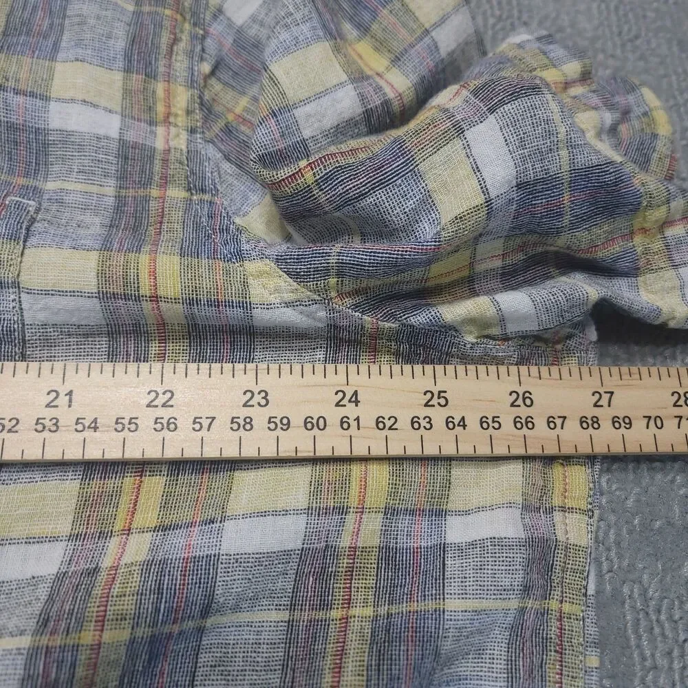 Levis Linen Blend Button Up Short Sleeve Shirt Mens XXL Standard Plaid